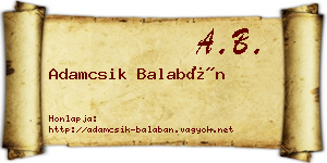 Adamcsik Balabán névjegykártya